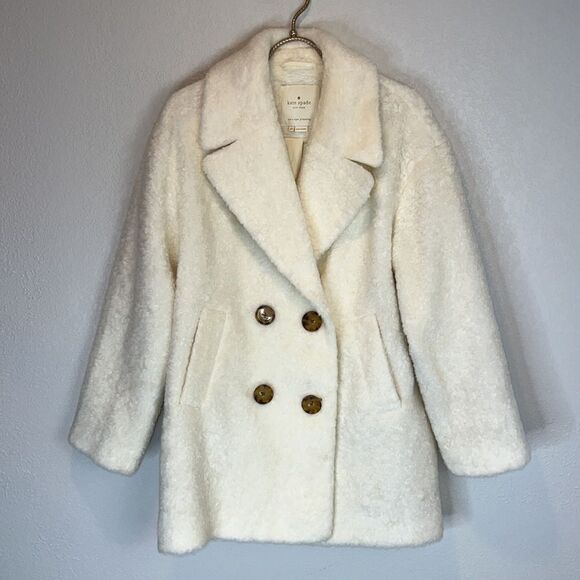 New Kate Spade Brooks Street Teddy Coat French Cream XS - Picture 2 of 14